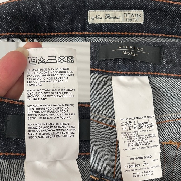 MaxMara Weekend New Bootcut Jeans FitW116 Stretch, Size US 8, butterfly patch. - Picture 11 of 12